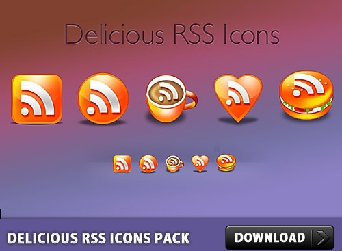 無料おいしい RSS アイコン パック PSD ファイル無料の psd 496.64 KB