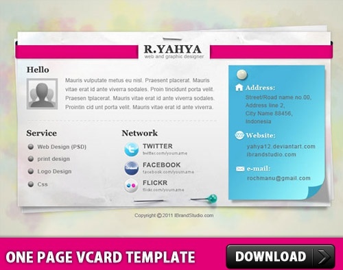 ページ vCard テンプレート無料の psd 3.62 MB