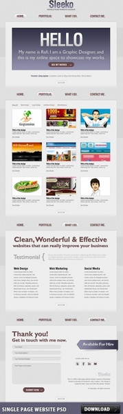 単一ページのウェブサイトの PSD の無料 psd 2.91 MB