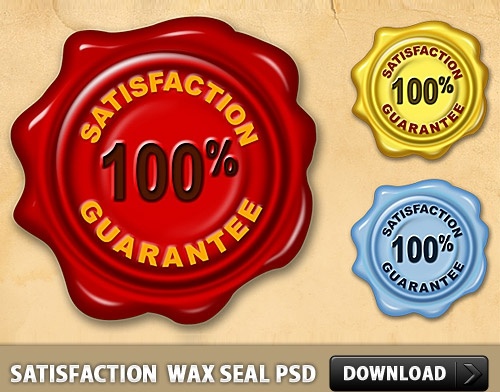 満足度保証ワックス シール PSD 無料 psd 6.11 MB