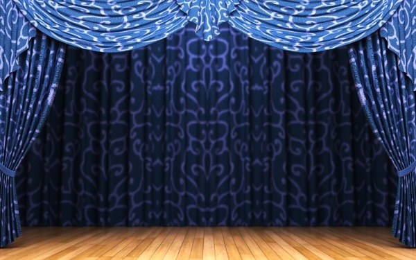 青いカーテン、ステージ高精細溶融画像無料ストック写真は 6.17 MB