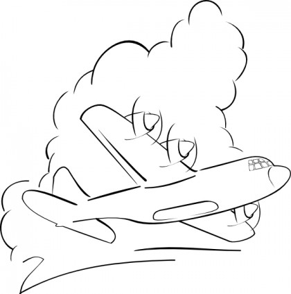 飛行の航空機概要クリップアート ベクター クリップ アート - 無料ベクター