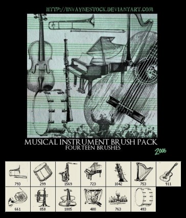音楽器械の photoshop のブラシ