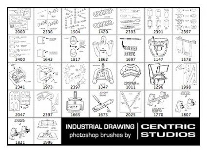 工業図面の Photoshop のブラシ 無料素材イラスト ベクターのフリーデザイナー