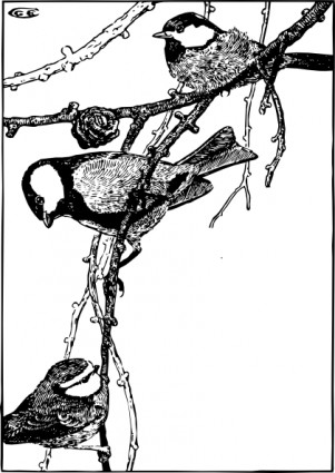 鳥の木の枝に立っているクリップ アート ベクター クリップ アート - 無料ベクター