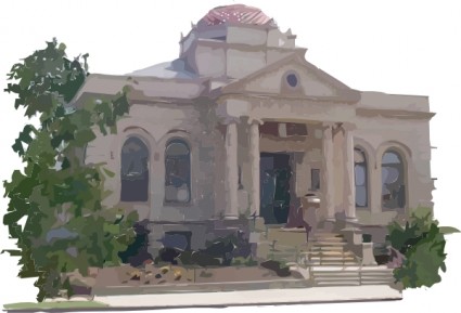 カーネギー図書館の建物クリップアート ベクター クリップ アート - 無料ベクター