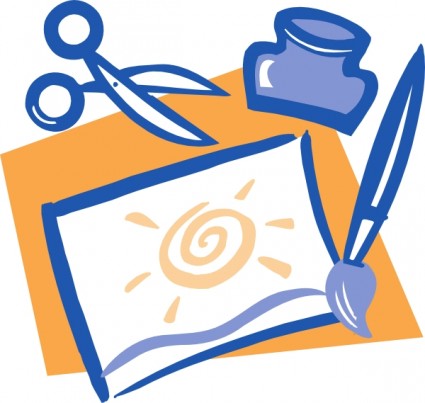 アートワーク絵筆はさみと糊クリップアート ベクター クリップ アート - 無料ベクター