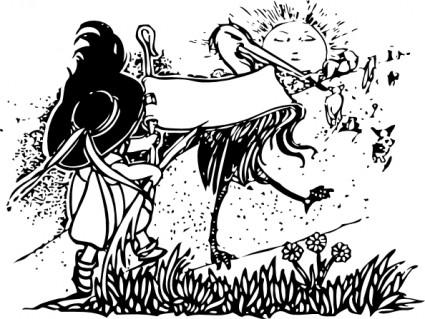 鳥少女歩行クリップ アート ベクター クリップ アート - 無料ベクター