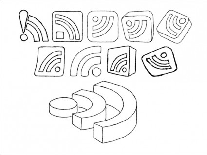 手の RSS アイコン ベクターの描画アイコン - 無料ベクター