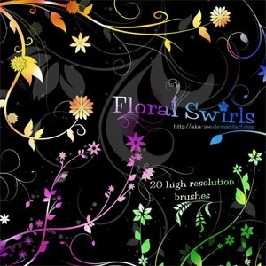 花の渦巻き模様のブラシ photoshop のブラシ