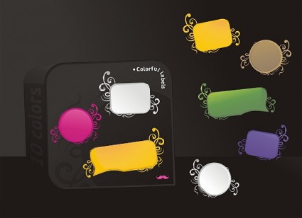 カラフルなベクターのラベル ベクター アイコン - 無料ベクター