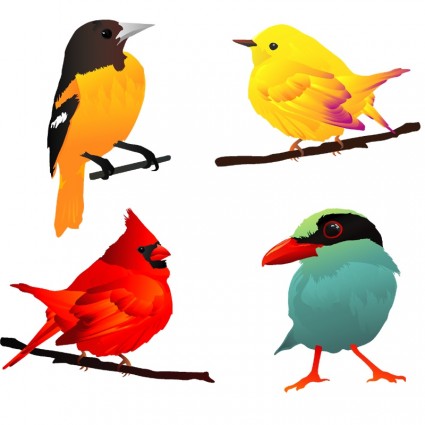 4 美しい鳥 無料ベクターの動物をベクターします 無料素材イラスト ベクターのフリーデザイナー