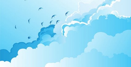鳥と青い空のベクター ベクター風景 - 無料ベクターします。