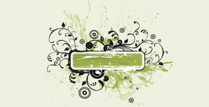 グランジ テキスト バナー ベクター花 - 無料ベクター