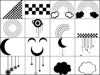 月、正方形、円、雲と星のブラシ photoshop のブラシします。