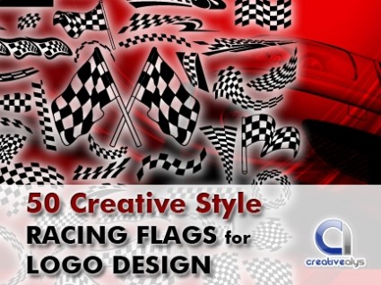 50 の創造的なスタイルのレース旗ロゴ デザイン無料のベクター 596.09 KB