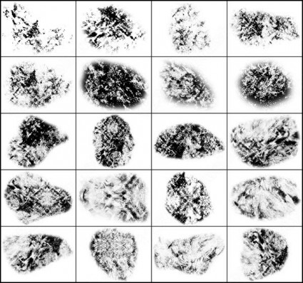 20 の異なるグランジ ブラシ photoshop のブラシのセット