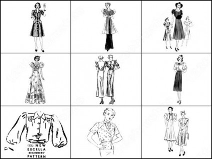 ビンテージ パターン女の子ブラシ photoshop のブラシします。