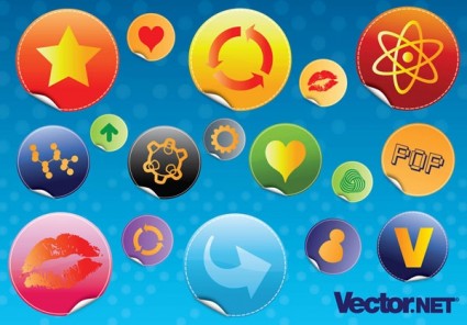 光沢のあるデザイン バッジ ベクター アイコン - 無料ベクター