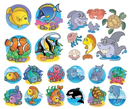 かわいい漫画の魚のベクター無料ベクター 2.73 MB