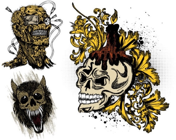 トレンド スカル t シャツ プリント パターン ベクター無料ベクター 9.52 MB