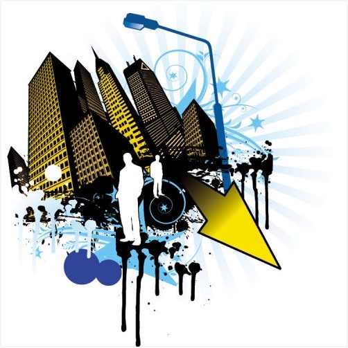 動向と都市シルエット 04 ベクター無料要素ベクター 1.23 MB