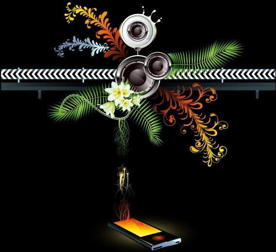 携帯電話音楽ベクター無料ベクター 691.47 KB