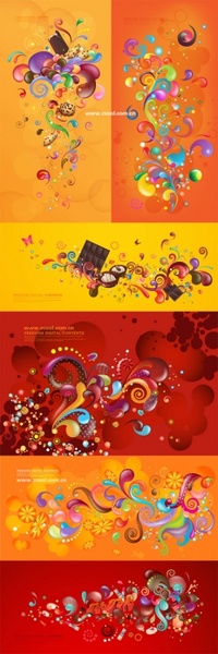 カラフルなケース シリーズ オレンジ赤 6 p のベクター傾向 15.92 MB を無料ベクター