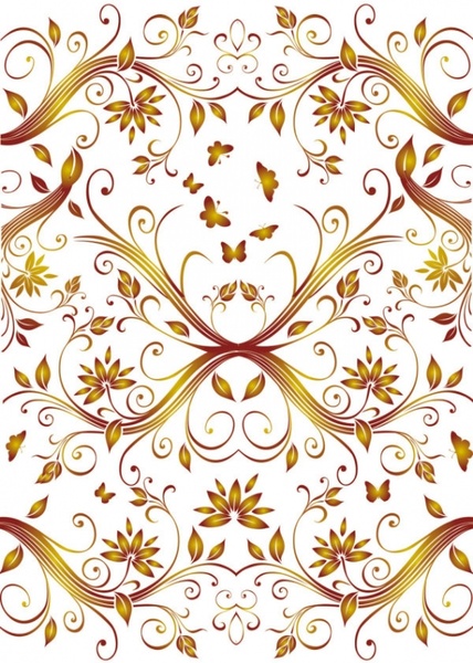 バタフライ パターン ベクター無料と花の背景ベクター 849.96 KB