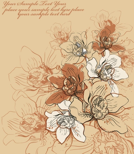 古典的な手塗りの背景パターン 01 ベクター無料ベクター 2.21 MB