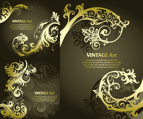 黄金のヨーロッパの古典的なパターン ベクター無料ベクター 769.76 KB