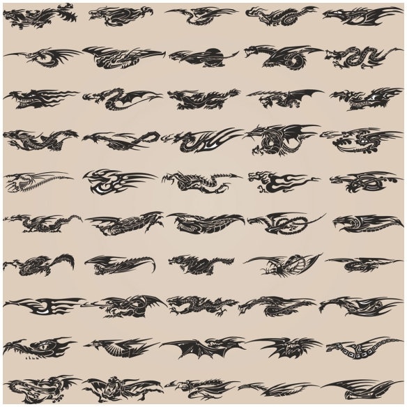 各種ドラゴン要素パターン 01 ベクター無料ベクター 1.08 MB
