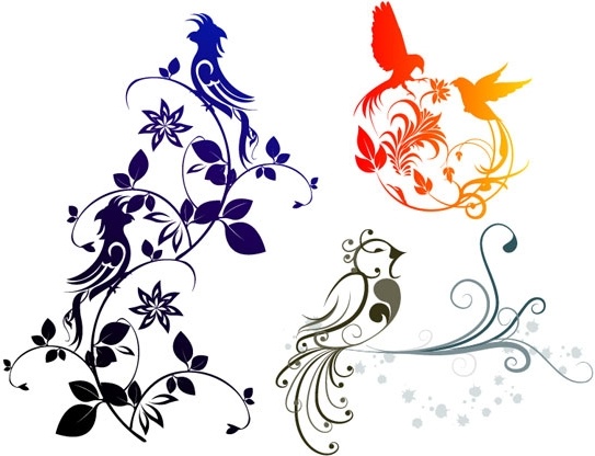 絶妙な鳥パターン ベクター無料の組み合わせベクター 1,011.31 KB