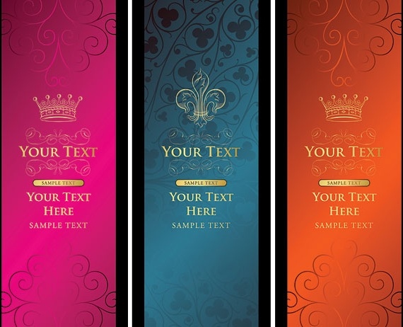クラウン パターン バナー建立された復古ベクター無料ベクター 1.15 MB