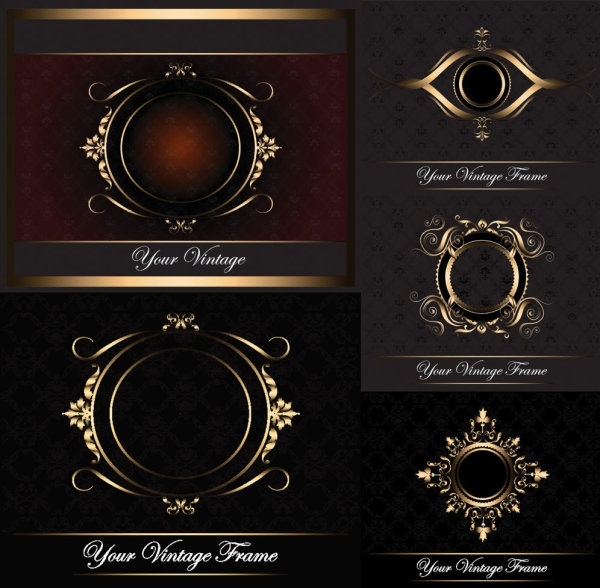 復古ゴールド フレーム パターン ベクター無料ベクター 15.89 MB