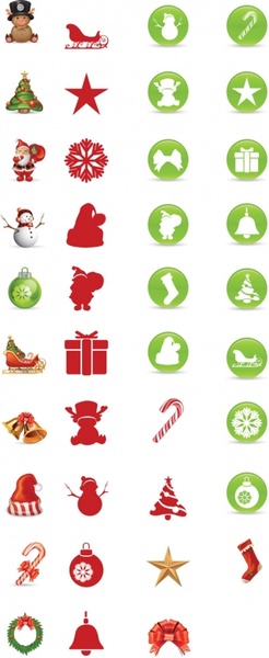 美しいクリスマスのアイコン ベクター無料ベクター 23.47 MB