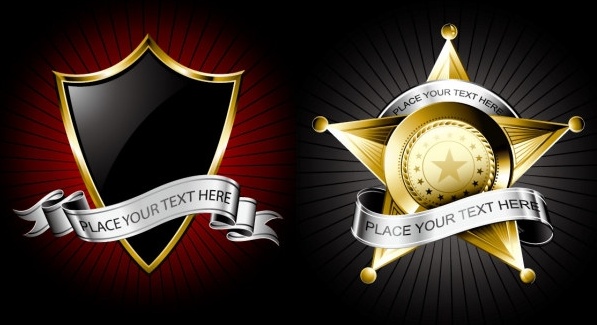 金属製のシールド五芒星リボン ベクター無料ベクター 585.90 KB