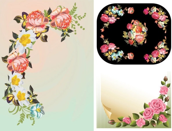 花コーナー パターン ベクター無料ベクター 1.52 MB