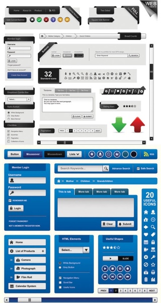 Web デザインの要素ベクター無料ベクター 837.88 KB