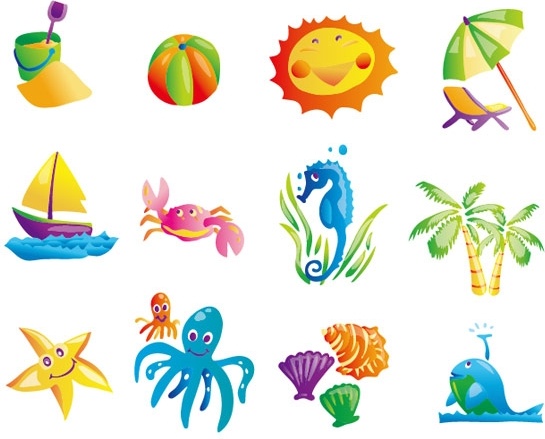 サニービーチ要素ベクター無料ベクター 1.63 MB