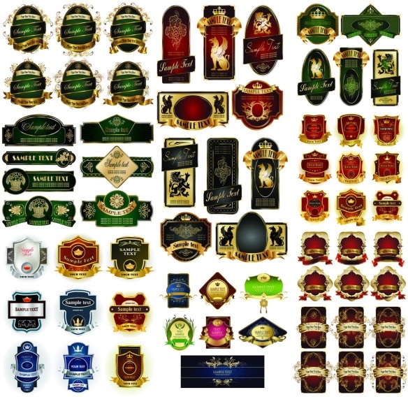 10 セット豪華な欧州ラベル アイコン ベクター無料のベクター 13.54 MB