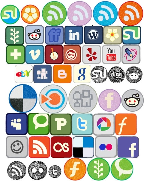 50 種類の落書きかわいいアイコン ベクター無料ベクター 21.31 MB