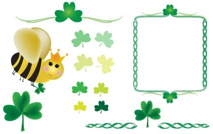 Shamrocks と女王蜂ベクターその他 - 無料ベクター
