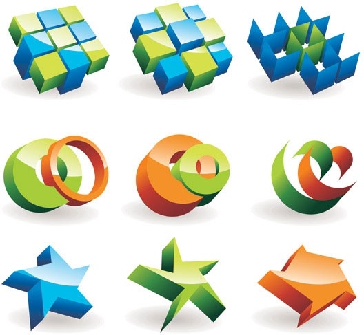 美しい三次元アイコン ベクター無料ベクター 209.79 KB
