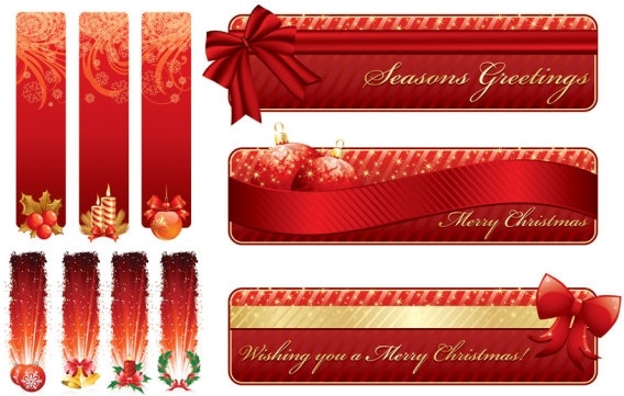 クリスマス装飾バナー ベクター無料ベクター 3.08 MB