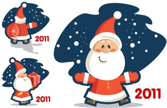 かわいいサンタ クロース 2011 をベクター無料ベクター 416.31 KB