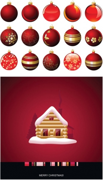 クリスマス ボールと一緒に家ベクター無料ベクター 1.56 MB