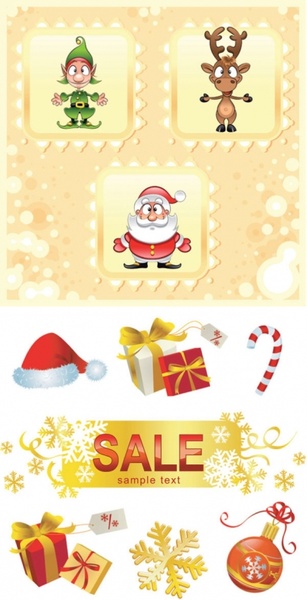 かわいいクリスマス パターン ベクター無料ベクター 649.71 KB