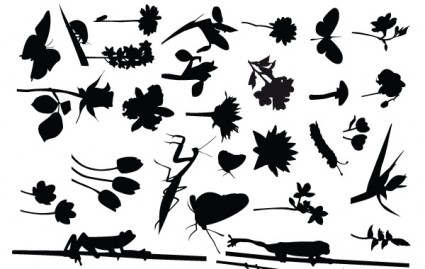 花 &amp; 昆虫ベクター花 - 無料ベクター