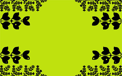 漫画スタイルの葉と花